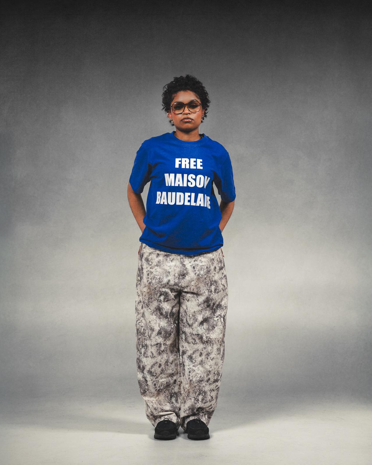 "FREE" BLUE OVERSIZED SHIRT