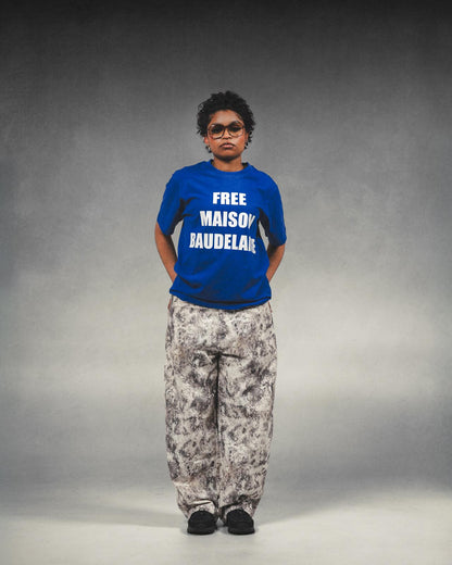 "FREE" BLUE OVERSIZED SHIRT